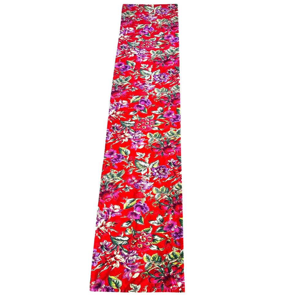 April Cornell cotton table runner orange green purple & yellow floral cottage